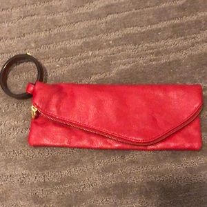 Red Faux leather clutch